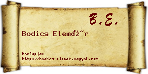 Bodics Elemér névjegykártya